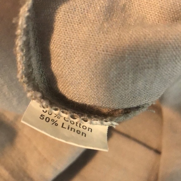 Amaryllis Light Gray Cotton Linen Blend Button Up Pocket Top M - Picture 5 of 5